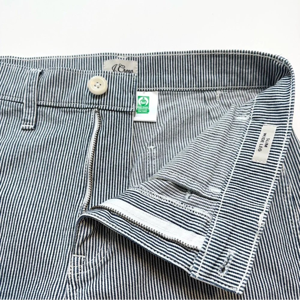 J. Crew Blue Striped Wide-Leg Cropped Jeans - Picture 5 of 11